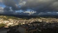 Panoramic view of the city of Loja  with mountains on the horizon on a cloudy afternoon before the storm Royalty Free Stock Photo