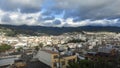 Panoramic view of the city of Loja with mountains on the horizon on a cloudy afternoon before the storm Royalty Free Stock Photo