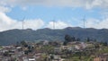 Panoramic view of the city of Loja  with wind turbines on the horizon Royalty Free Stock Photo
