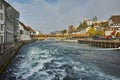 Panoramic view of city of Luzern and Reuss River, Switzerland