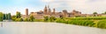 Panoramic view at the City of Mantova Mantua with Lake Lago di Mezzo in Italy