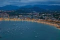 Panoramic view of the city from Monte Igueldo after sunset