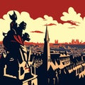 Panoramic view of the city of Paris, France. Vector illustration generative AI Royalty Free Stock Photo