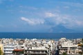 Panoramic view of the city of Patras in Greece with the rocks of Gulf of Corinth on the background Royalty Free Stock Photo