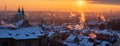 Panoramic view of the city of Prague in winter