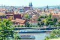 Panoramic view city and river Vltava in Prague, Czech Republic Royalty Free Stock Photo