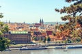 Panoramic view city and river Vltava in Prague, Czech Republic Royalty Free Stock Photo