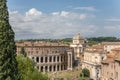 Panoramic view of city Rome with Roman forum and Theatre of Marcellus Royalty Free Stock Photo