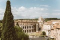 Panoramic view of city Rome with Roman forum and Theatre of Marcellus Royalty Free Stock Photo