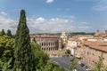 Panoramic view of city Rome with Roman forum and Theatre of Marcellus Royalty Free Stock Photo