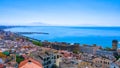 Panoramic view of the city of Salerno, the Gulf of Salerno, the town hall