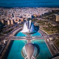 Panoramic View of the city of Sciences and arts in Valenciain Valencia, Spain Royalty Free Stock Photo