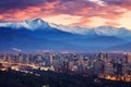 Panoramic view of the city of Seoul at sunset, South Korea, Evening panorama of Santiago de Chile, AI Generated Royalty Free Stock Photo