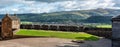 Panoramic view of the city of Stirling and cannons pointing to the outside to defend the castle, Scotland.