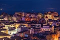 Panoramic view of the citylights of Corfu Town at night