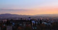 Panoramic view of a cityscape at granada town and  sunset in Autumn season,Spain Royalty Free Stock Photo