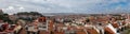 Panoramic view of the cityscape of Lisbon, Portugal, with Sao Jorge Castle and the red roofes of the Alfama district Royalty Free Stock Photo