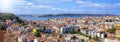 Panoramic view of the cityscape of Lisbon with Sao Jorge Castle and the Alfama district