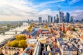 Panoramic view cityscape skyline of business district with skyscrapers in Frankfurt am Main. Hessen, Germany. Financial capital in Royalty Free Stock Photo