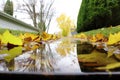 panoramic view of a clean, leaf-free gutter Royalty Free Stock Photo