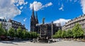 Panoramic view of Clermont-Ferrand cathedral and La Victoire square Royalty Free Stock Photo