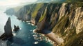 Panoramic view of the cliffs of Etretat, Normandy, France Royalty Free Stock Photo