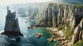 Panoramic view of the cliffs of Etretat, Normandy, France Royalty Free Stock Photo