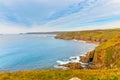 Panoramic view of the cliffs of Lands End Royalty Free Stock Photo