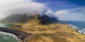 Panoramic view of cloud cover mountains in Iceland Royalty Free Stock Photo