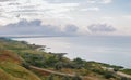 Panoramic view of the coast of the Azov Sea near the village Merzhanovo, Russia in spring morning Royalty Free Stock Photo