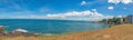 Panoramic view of the coast at the historic Fort Farol da Barra in Salvador de Bahia Royalty Free Stock Photo