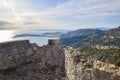 Panoramic view of the coastal mountains in South of France Royalty Free Stock Photo