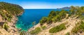 Beautiful sea panorama view at coast of Majorca island, Spain Royalty Free Stock Photo