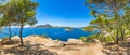 Seaside landscape panorama at coast of Sant Elm on Mallorca island, Spain Royalty Free Stock Photo