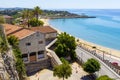 Panoramic view of coast of Tarragona in sunny day, Catalunya, Spain. Royalty Free Stock Photo
