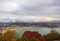 Panoramic view of the coastal part of San Sebastian and the sandy beach