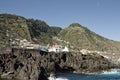 Panoramic view of the coastal village of Porto Moniz and his natural pools in the Atlantic Ocean Madeira, Portugal Royalty Free Stock Photo