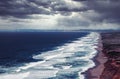 A panoramic view of coastline in California with cloudy sky Royalty Free Stock Photo