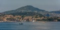 Panoramic view of the coastline of the island Procida and the port