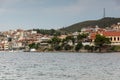 Panoramic view of coastline of town of Neos Marmaras at Sithonia peninsula, Chalkidiki, Greece