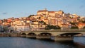 Panoramic View of Coimbra Cityscape and Mondego River in Portugal