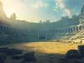 coliseum, sunset, empty arena, ancient architecture, panoramic view Royalty Free Stock Photo