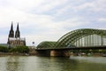 Panoramic view of Cologne Cathedral and Hohenzollern Bridge, Germany Royalty Free Stock Photo