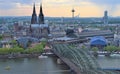 Cologne Cathedral and Hohenzollern Bridge panoramic view, Germany Royalty Free Stock Photo