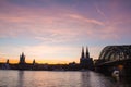 Panoramic view of Cologne, Germany with Cologne Cathedral, Hohenzollern Bridge and Old Town Royalty Free Stock Photo