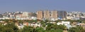 Panoramic view of colorful buildings in Hyderabad city India