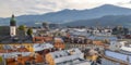 Panoramic view of colorful historic buildings in Innsbruck, Austria