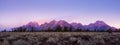 Panoramic view of colorful sunrise at Grand Teton, USA Royalty Free Stock Photo