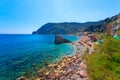 Panoramic view of colorful Village Monterosso al mare in Cinque Terre, Liguria, Italy Royalty Free Stock Photo