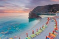 Panoramic view of colorful Village Monterosso al Mare in Cinque Terre during sunset, Liguria, Italy Royalty Free Stock Photo